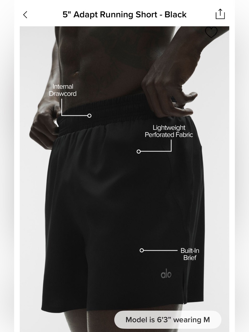 NWOT Alo Yoga Men’s 5 Adapt Running Short